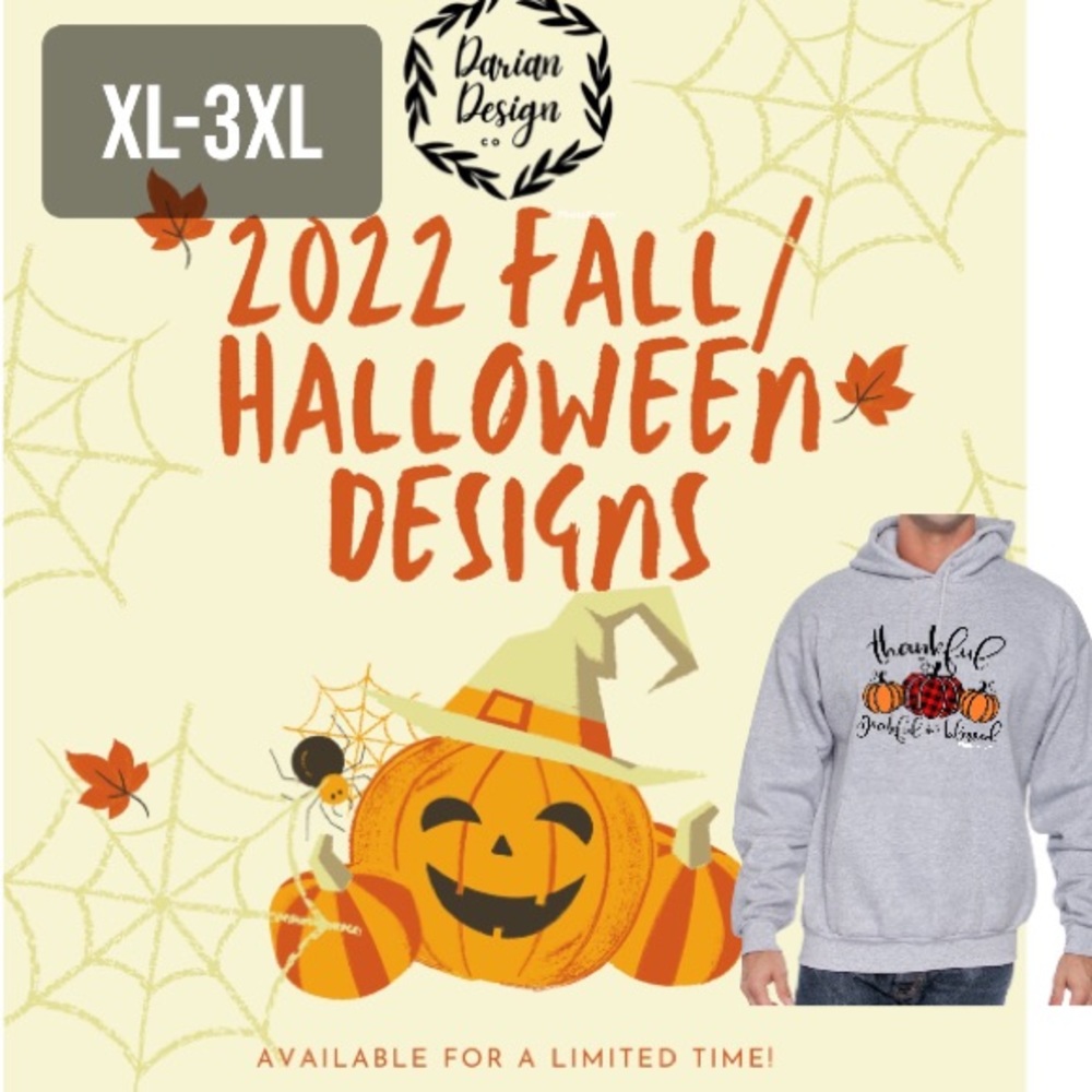 Fall/Halloween Hoodie by Darian Design Co XL-3XL